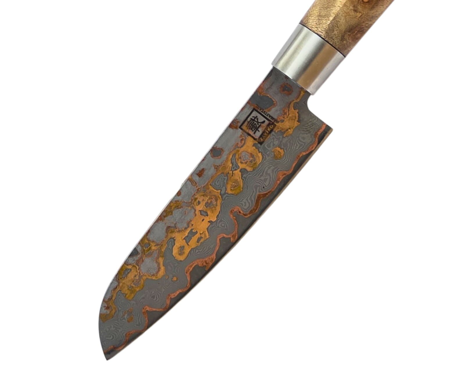 Zayiko MysticMagma - Santuko klein 12,5cm - Damastmesser mit Bronze- und Kupfereinlage