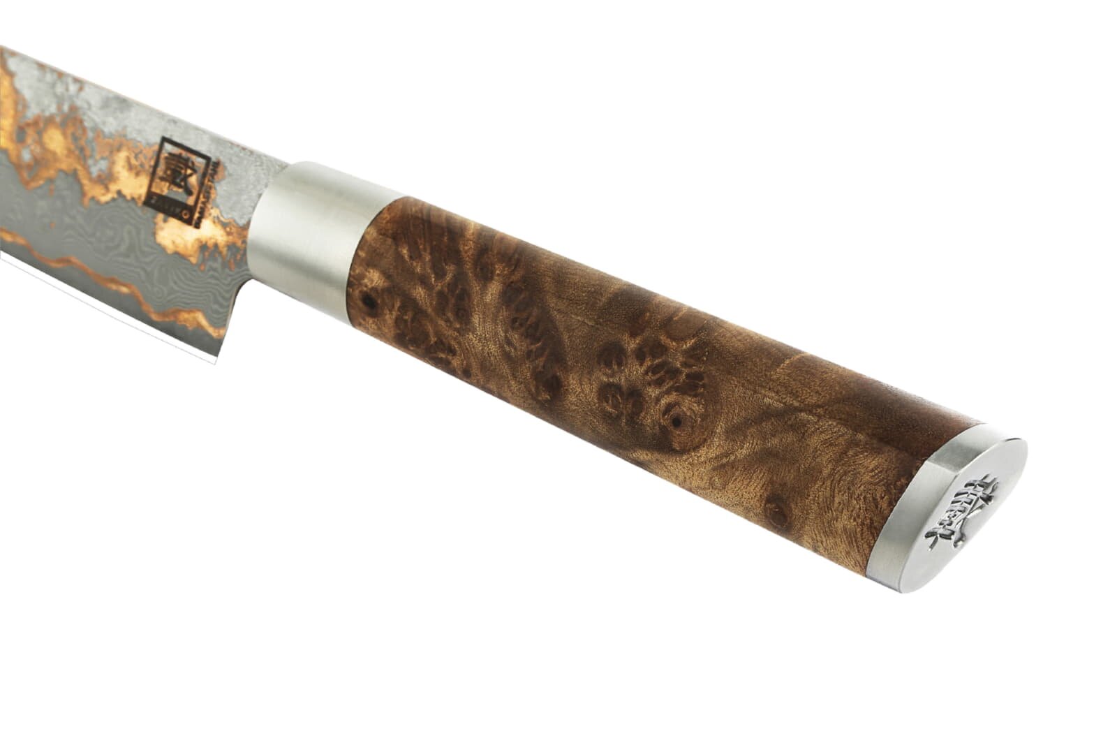 Zayiko MysticMagma - Santuko klein 12,5cm - Damastmesser mit Bronze- und Kupfereinlage