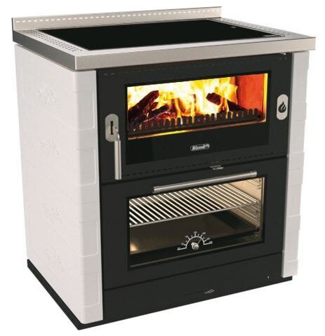 Holzherd Rizzoli - ML 80 Rustik mit Herdstange vorne - 8 kW - weiß - LAGERGERÄT