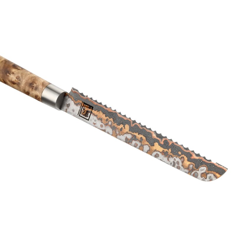 Zayiko MysticMagma - Brotmesser - Damastmesser mit Bronze- und Kupfereinlage