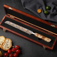 Zayiko MysticMagma - Brotmesser - Damastmesser mit Bronze- und Kupfereinlage