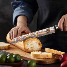 Zayiko MysticMagma - Brotmesser - Damastmesser mit Bronze- und Kupfereinlage