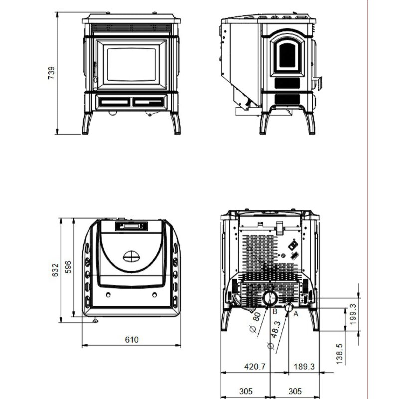 Pelletofen La Nordica Extraflame Teodora Evo - 8 kW - Schwarz Anthrazit