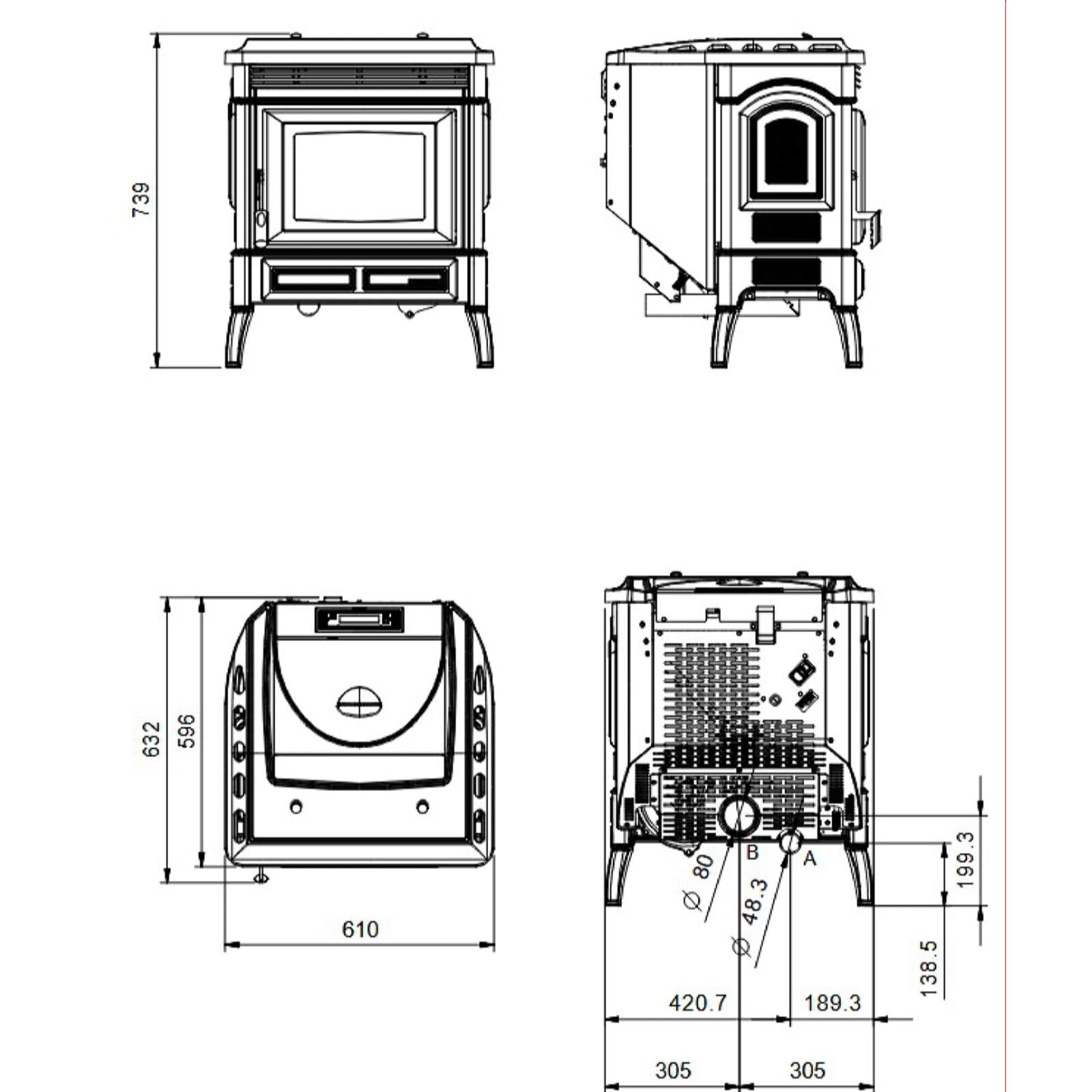 Pelletofen La Nordica Extraflame Teodora Evo - 8 kW - Schwarz Anthrazit