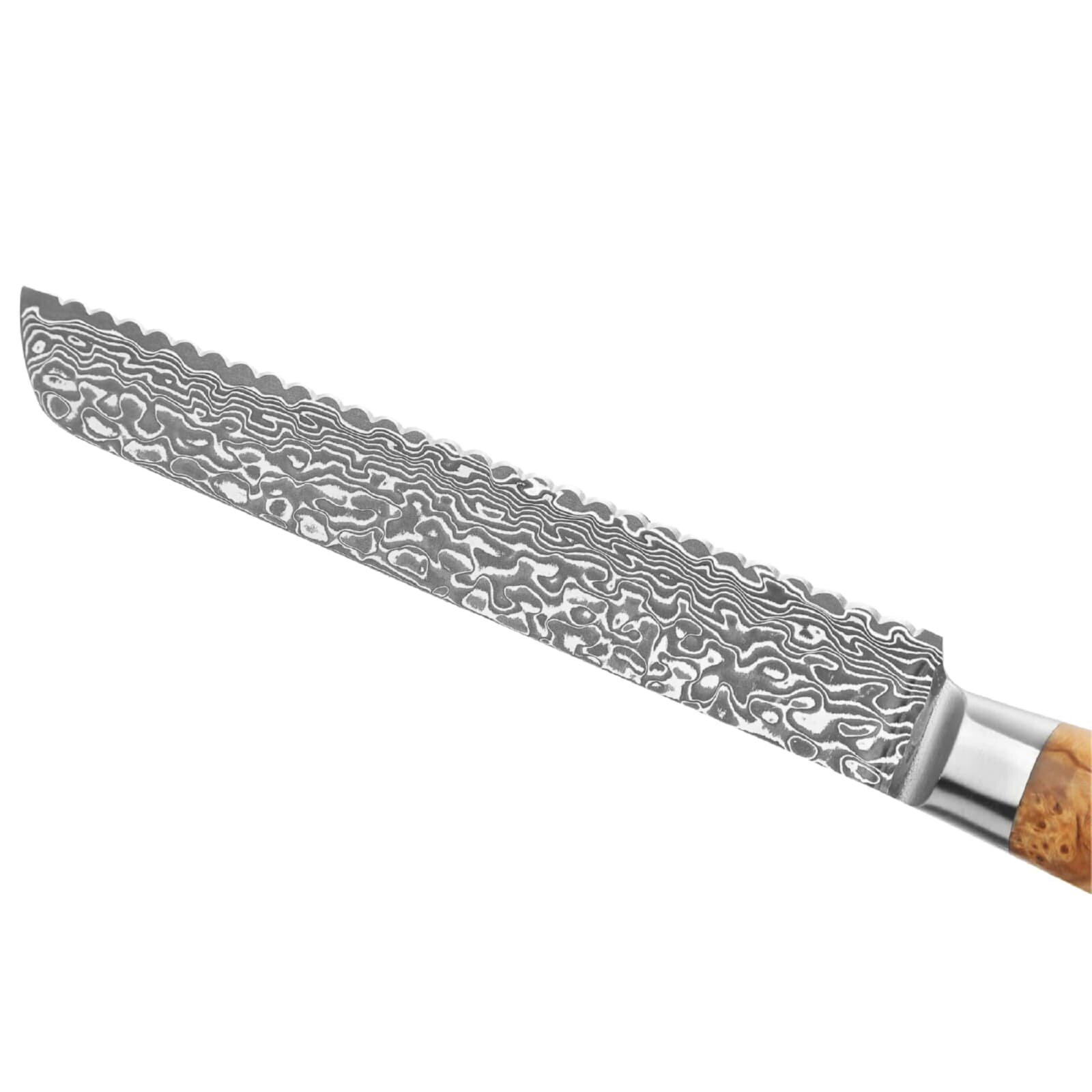 Zayiko Kinone - Brotmesser mit Wellenschliff - Damastmesser aus schwarzem Stahl