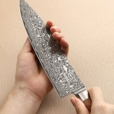 Zayiko Kinone - Chefmesser 20cm - Damastmesser aus schwarzem Stahl