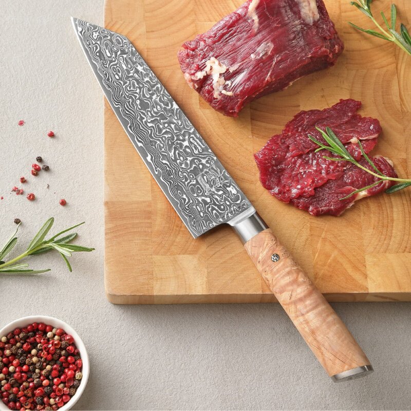 Zayiko Kinone - Kiritsuke 20cm - Damastmesser aus schwarzem Stahl