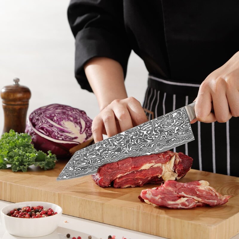 Zayiko Kinone - Kiritsuke 20cm - Damastmesser aus schwarzem Stahl
