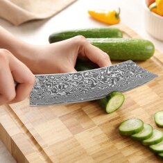 Zayiko Kinone - BBQ- und Blockmesser 20cm - Damastmesser aus schwarzem Stahl