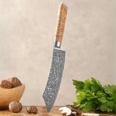 Zayiko Kinone - BBQ- und Blockmesser 20cm - Damastmesser aus schwarzem Stahl