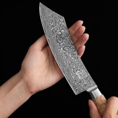 Zayiko Kinone - BBQ- und Blockmesser 20cm - Damastmesser aus schwarzem Stahl