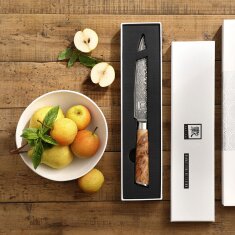 Zayiko Kinone - Tranchier- und Fleischmesser 17cm - Damastmesser aus schwarzem Stahl