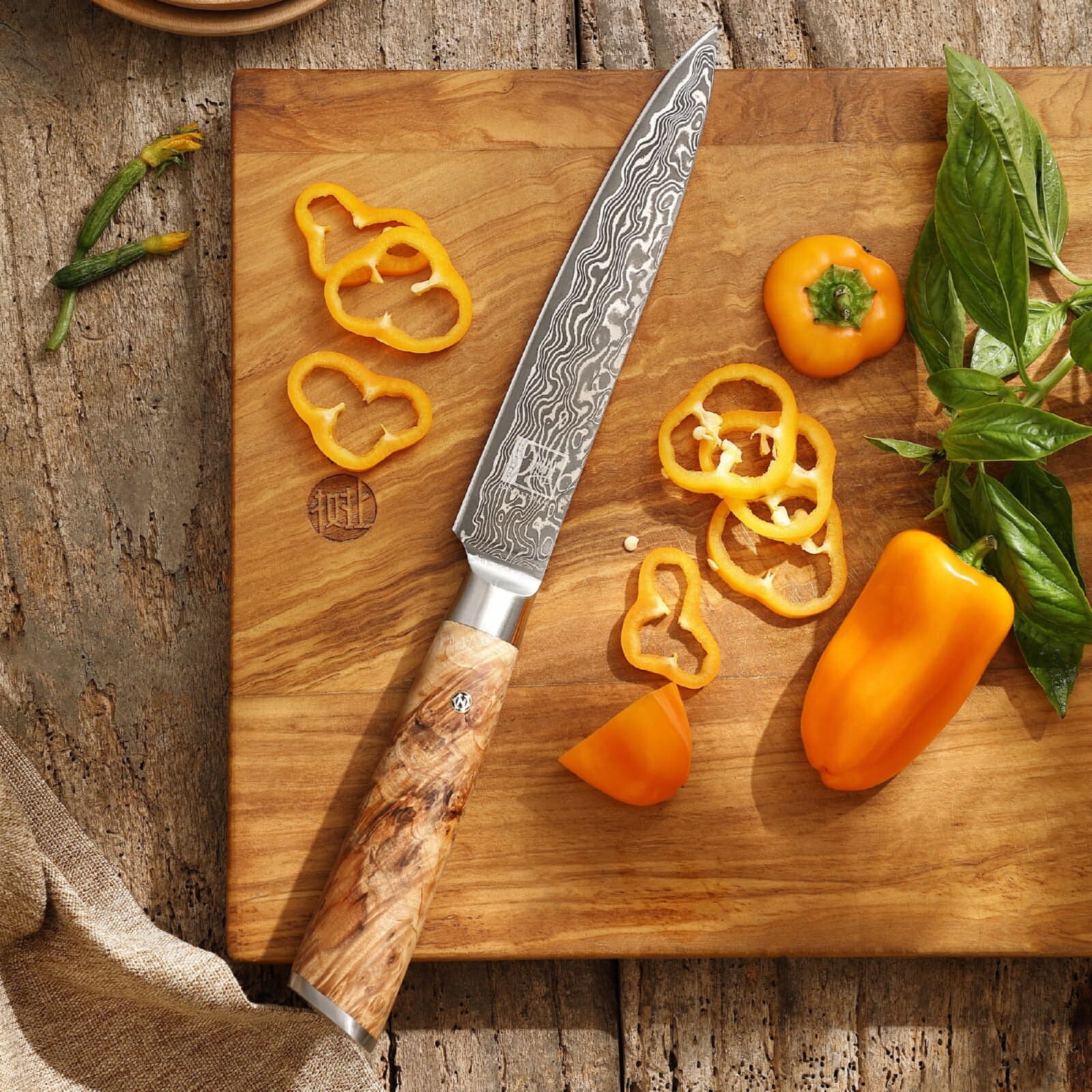 Zayiko Kinone - Tranchier- und Fleischmesser 17cm - Damastmesser aus schwarzem Stahl