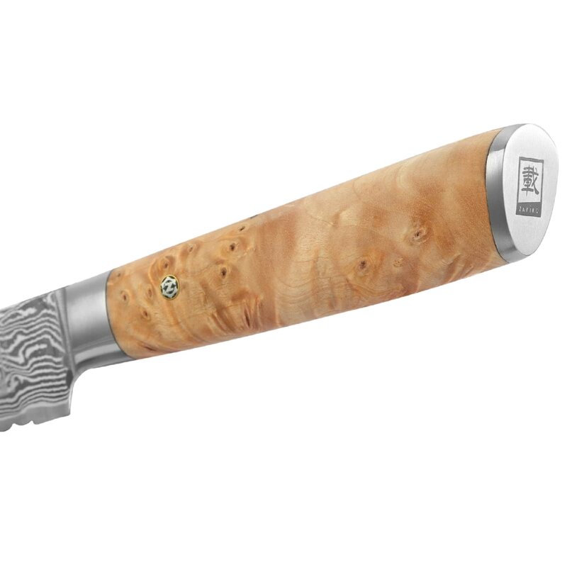 Zayiko Kinone - langes Brotmesser 23cm - Damastmesser aus schwarzem Stahl