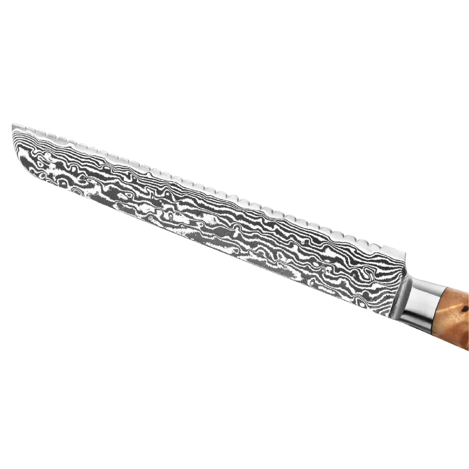 Zayiko Kinone - langes Brotmesser 23cm - Damastmesser aus schwarzem Stahl