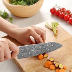 Zayiko Kinone - Santoku 17cm - Damastmesser aus schwarzem Stahl