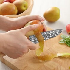 Zayiko Kinone - kleines Santoku 12cm - Damastmesser aus schwarzem Stahl