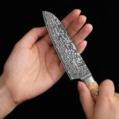 Zayiko Kinone - kleines Santoku 12cm - Damastmesser aus schwarzem Stahl