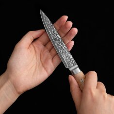 Zayiko Kinone - Allzweckmesser 12cm - Damastmesser aus schwarzem Stahl