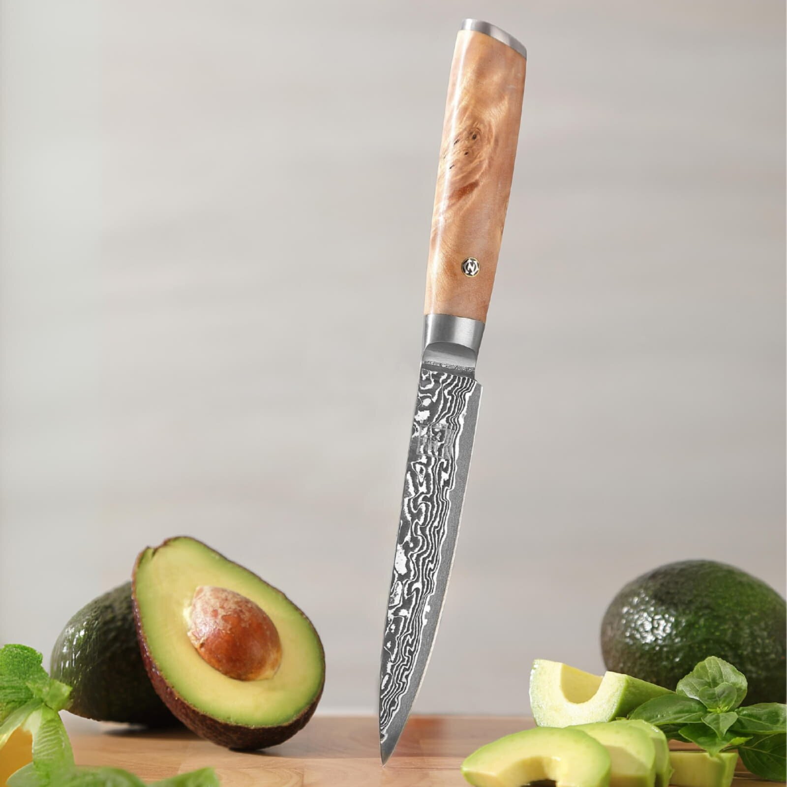 Zayiko Kinone - Allzweckmesser 12cm - Damastmesser aus schwarzem Stahl