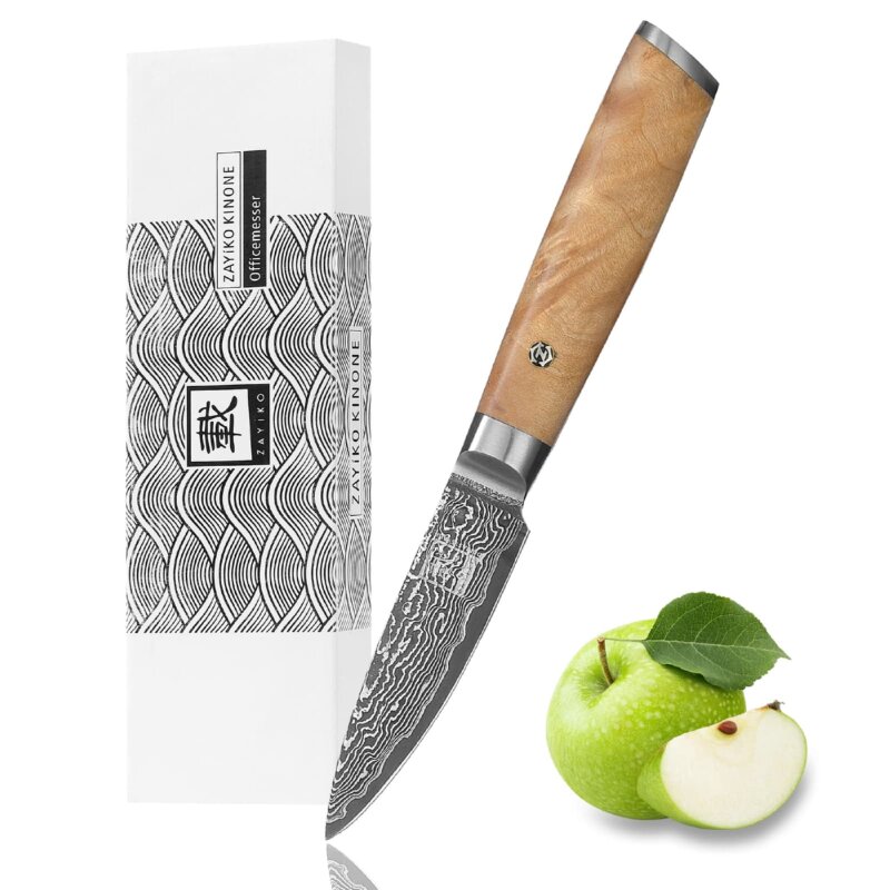 Zayiko Kinone - Officemesser 8cm - Damastmesser aus schwarzem Stahl