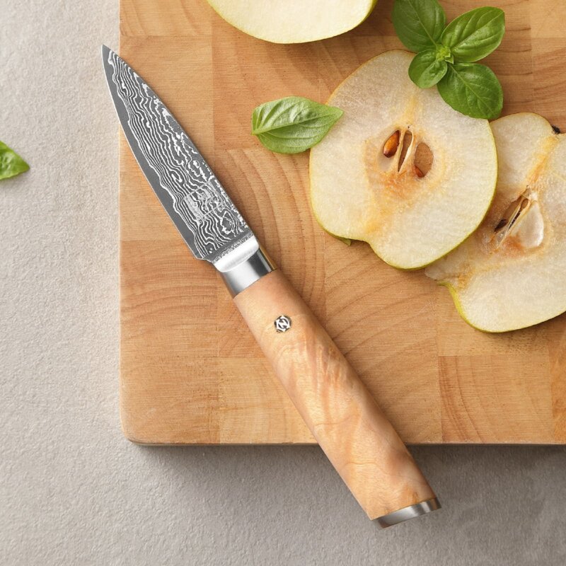 Zayiko Kinone - Officemesser 8cm - Damastmesser aus schwarzem Stahl