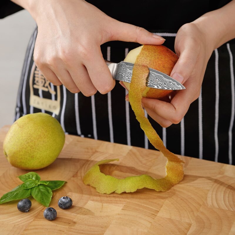 Zayiko Kinone - Officemesser 8cm - Damastmesser aus schwarzem Stahl