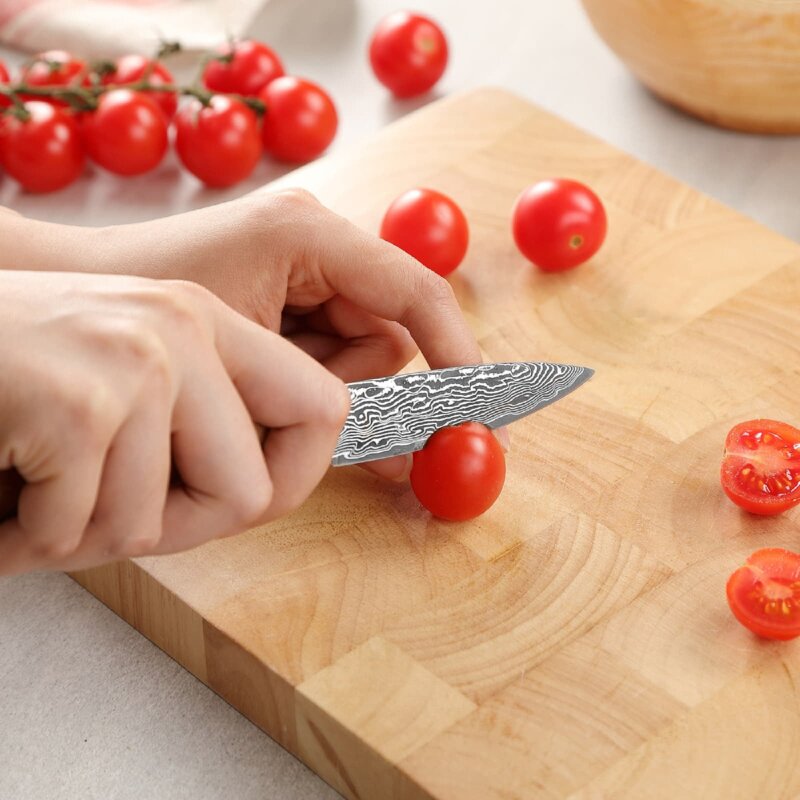 Zayiko Kinone - Officemesser 8cm - Damastmesser aus schwarzem Stahl