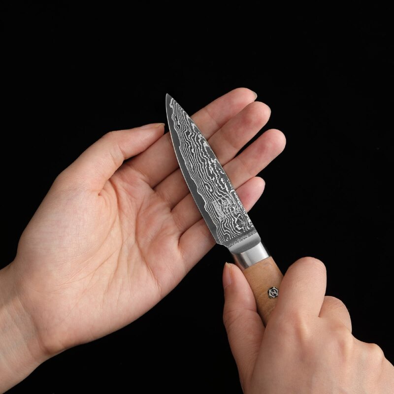 Zayiko Kinone - Officemesser 8cm - Damastmesser aus schwarzem Stahl