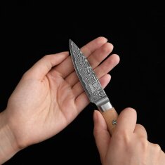Zayiko Kinone - Officemesser 8cm - Damastmesser aus schwarzem Stahl