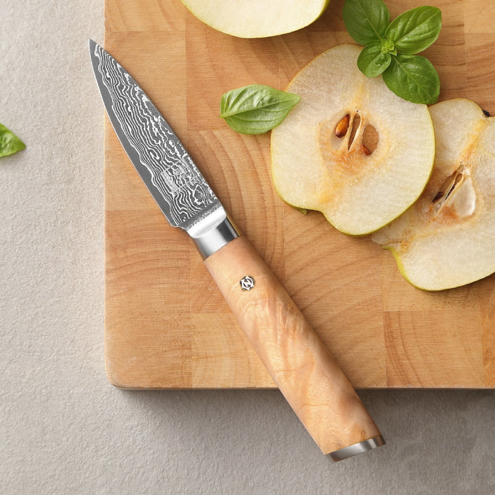 Zayiko Kinone - Officemesser 8cm - Damastmesser aus schwarzem Stahl