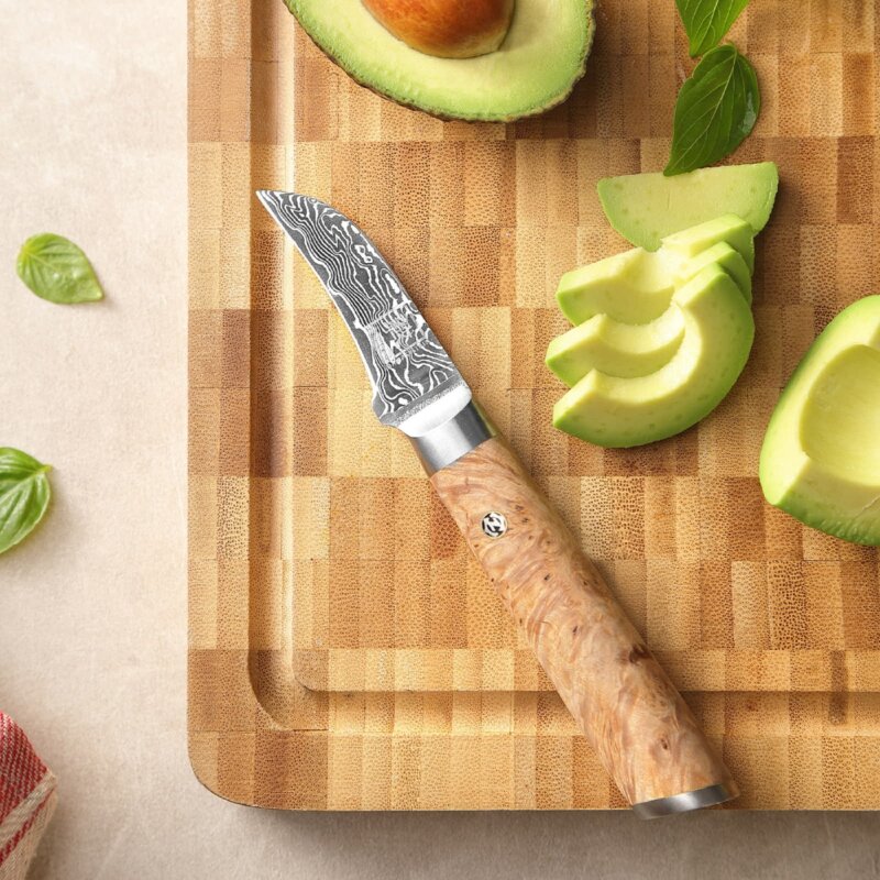 Zayiko Kinone - Schälmesser 6cm - Damastmesser aus schwarzem Stahl