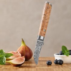 Zayiko Kinone - Schälmesser 6cm - Damastmesser aus schwarzem Stahl