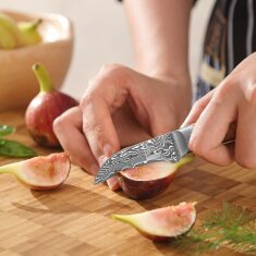 Zayiko Kinone - Schälmesser 6cm - Damastmesser aus schwarzem Stahl