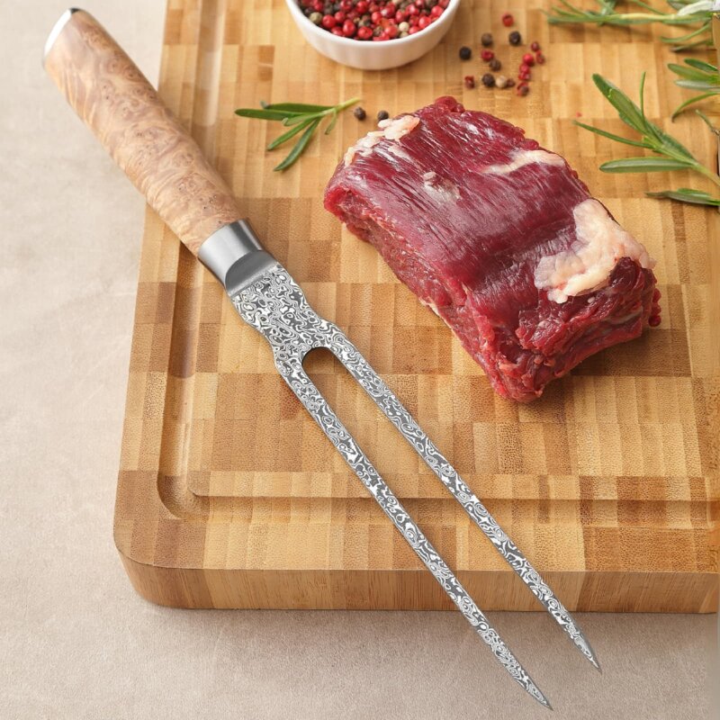 Zayiko Kinone - Tranchiergabel - Damastmesser aus schwarzem Stahl