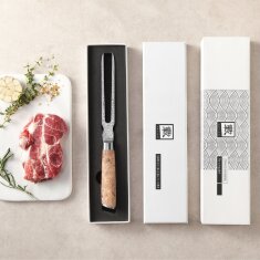 Zayiko Kinone - Tranchiergabel - Damastmesser aus schwarzem Stahl