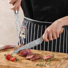 Zayiko Kinone - Tranchiergabel - Damastmesser aus schwarzem Stahl