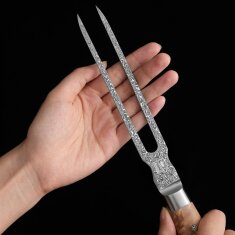 Zayiko Kinone - Tranchiergabel - Damastmesser aus schwarzem Stahl