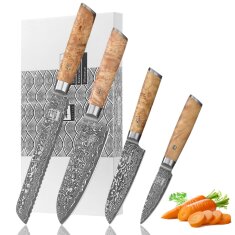 Zayiko Kinone - 4er Set Brotmesser, Santoku, kleines...