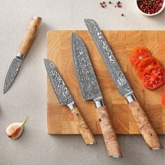 Zayiko Kinone - 4er Set Brotmesser, Santoku, kleines...