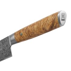 Zayiko Kinone - 6er Set Brot-, Chef-, Fleisch-, Officemesser, Santoku, kleines Santoku - Damastmesser aus schwarzem Stahl