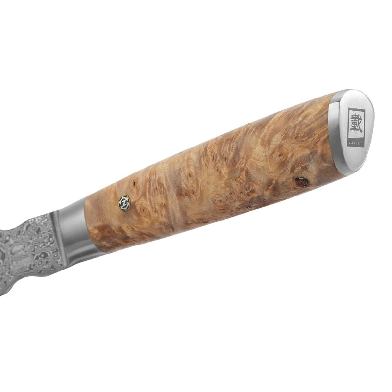 Zayiko Kinone - 2er Set Tranchier- und Fleischmesser & Tranchiergabel - Damastmesser aus schwarzem Stahl