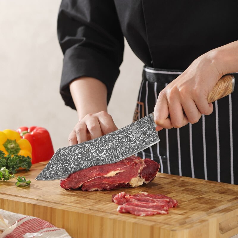 Zayiko Kinone - 2er Set Blockmesser & Tranchiergabel - Damastmesser aus schwarzem Stahl