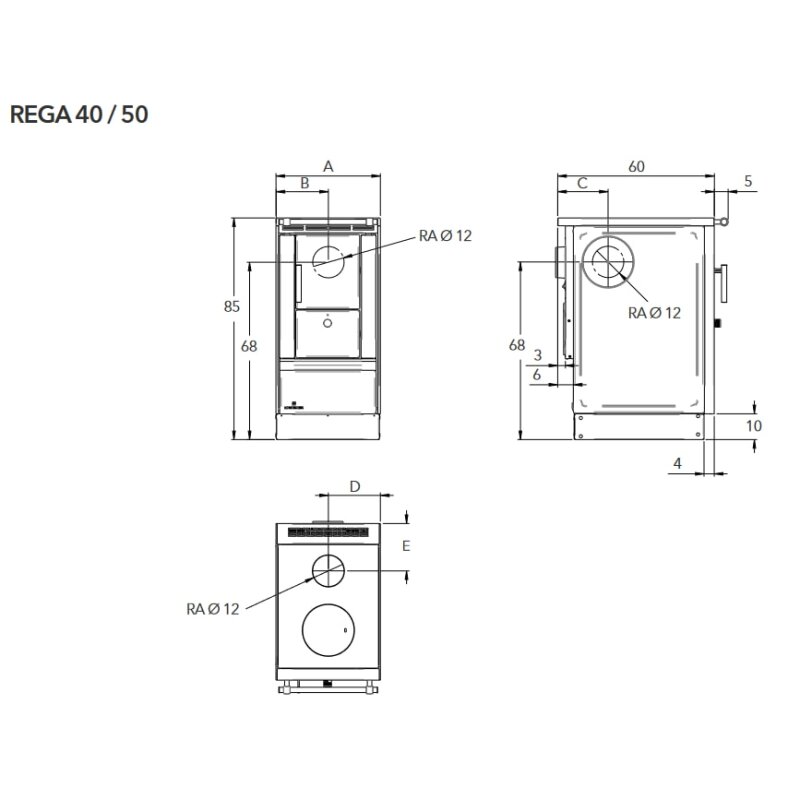 Küchenherd Lohberger - Rega 40 Edition SGM - 4,5 kW - Schwarzgrau matt - AKTION