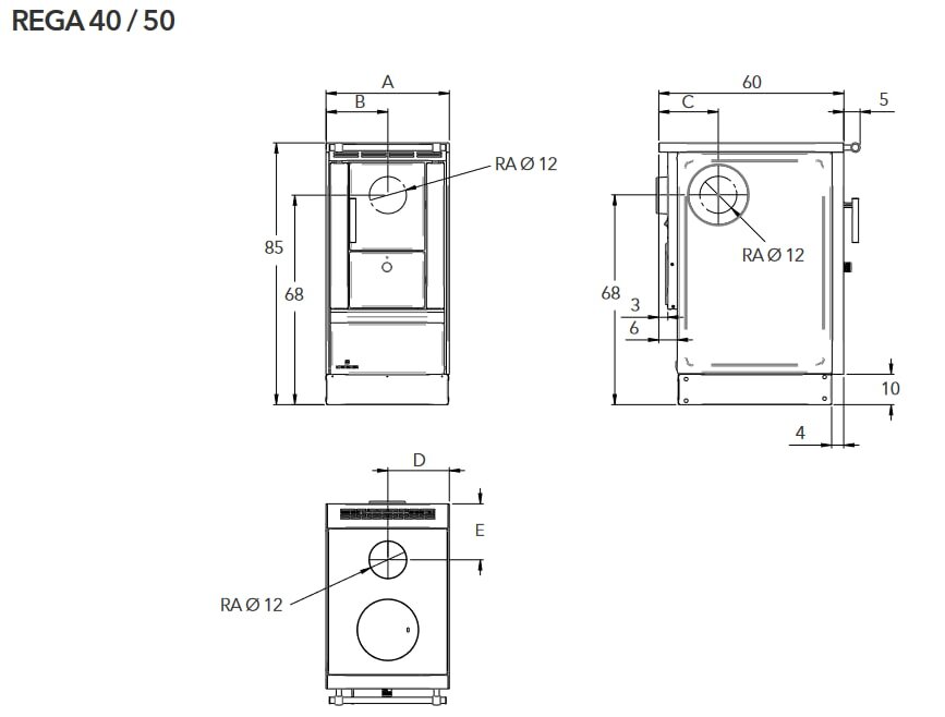 Küchenherd Lohberger - Rega 40 Edition SGM - 4,5 kW - Schwarzgrau matt - AKTION