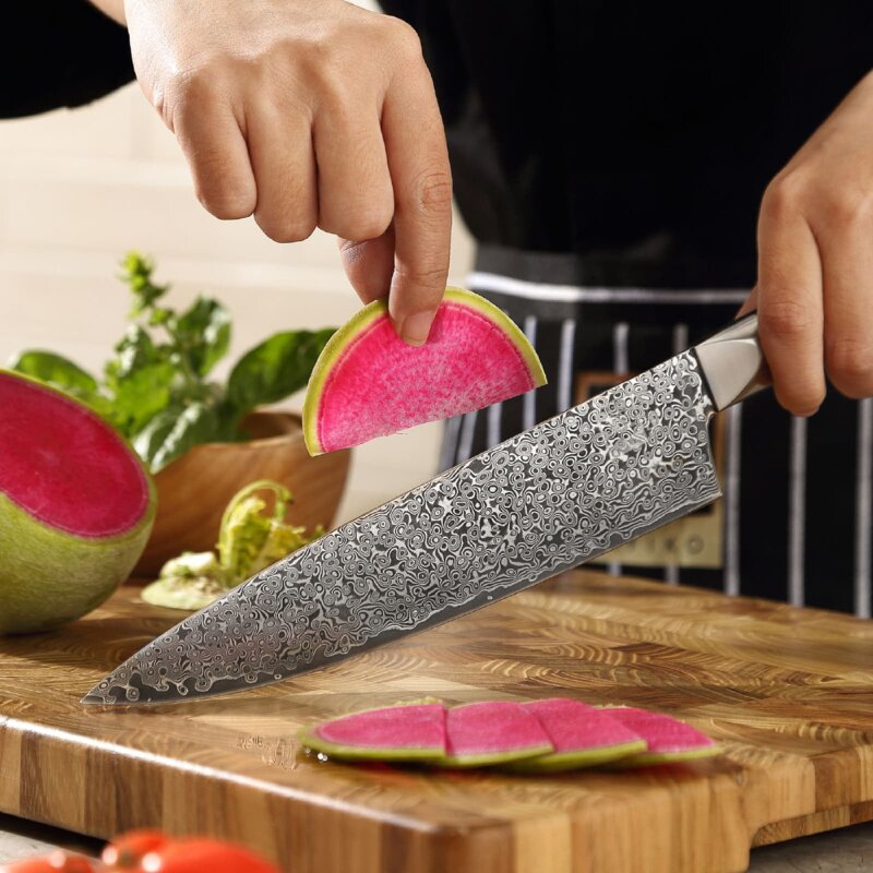 Zayiko Black Edition - Chefmesser 20cm - Damastmesser aus schwarzem Stahl