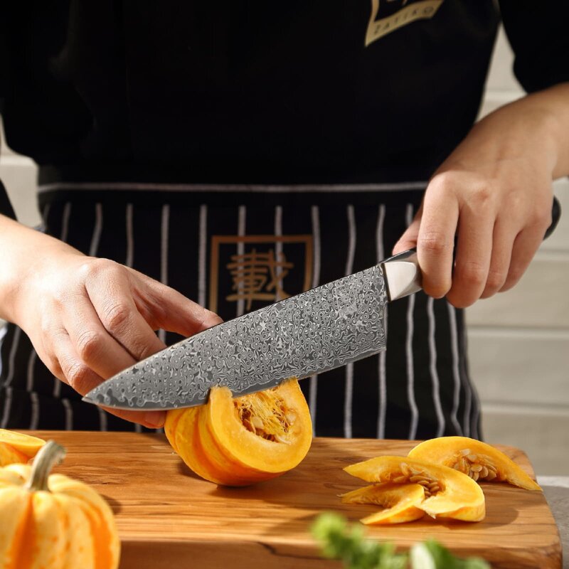 Zayiko Black Edition - Chefmesser 20cm - Damastmesser aus schwarzem Stahl