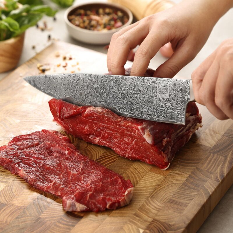 Zayiko Black Edition - Chefmesser 20cm - Damastmesser aus schwarzem Stahl