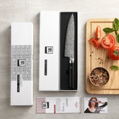 Zayiko Black Edition - Chefmesser 20cm - Damastmesser aus schwarzem Stahl