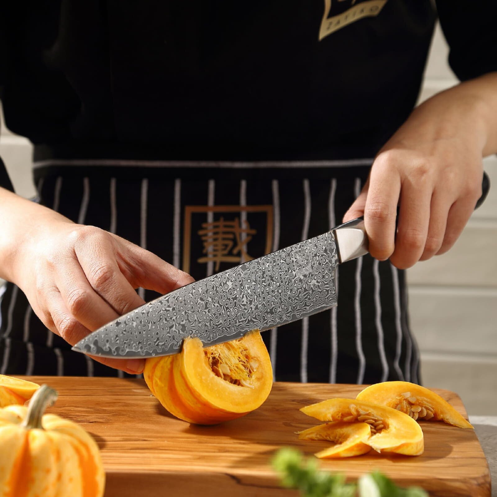 Zayiko Black Edition - Chefmesser 20cm - Damastmesser aus schwarzem Stahl